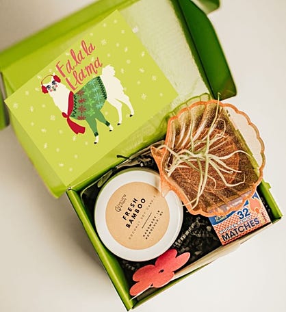 Fa La Llama Christmas Plant & Candle Gift Box